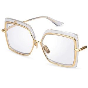 Beautiful oversized Dita frames clear lens with gold trimming